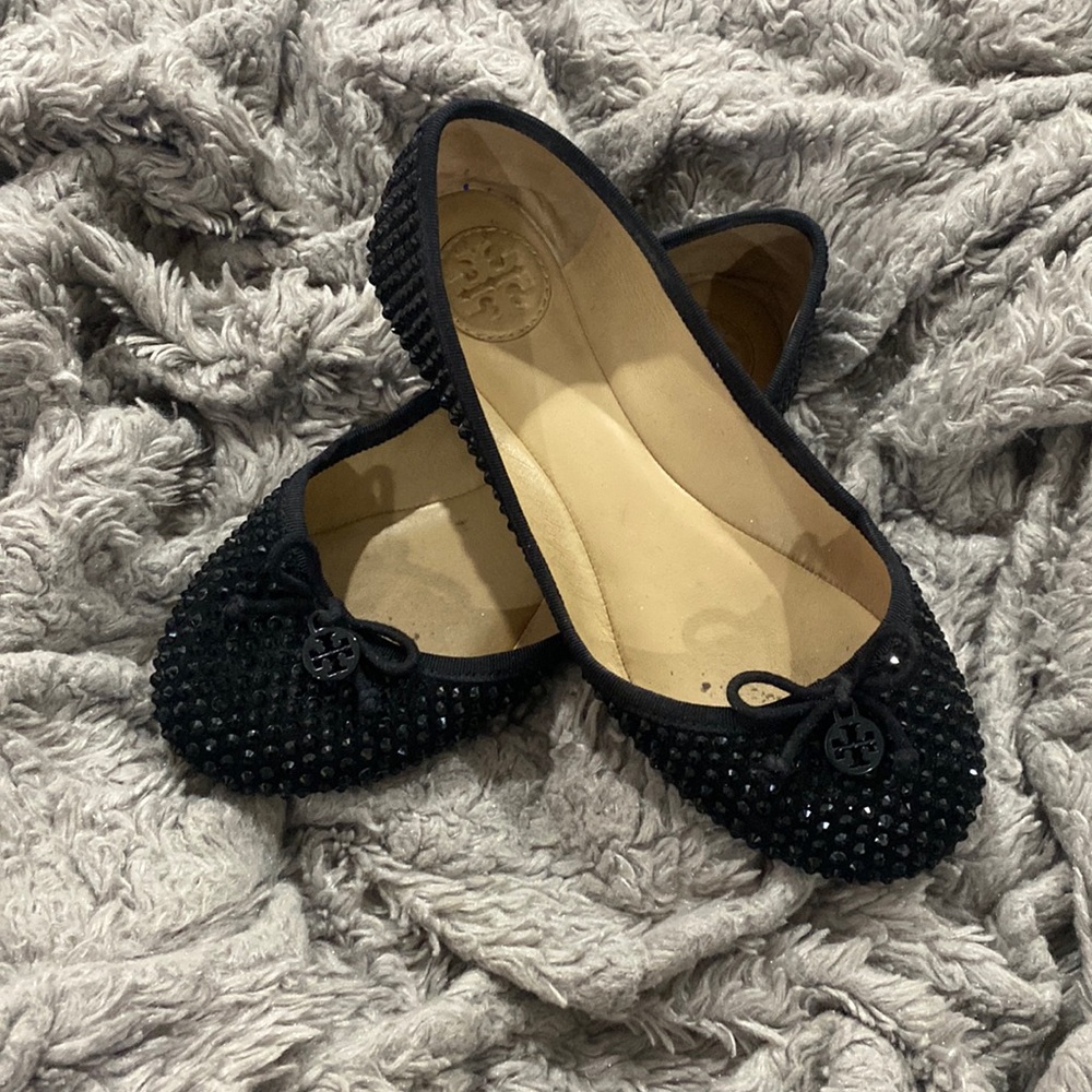 Tory Burch Black Crystal Ballet Flats size 5.5